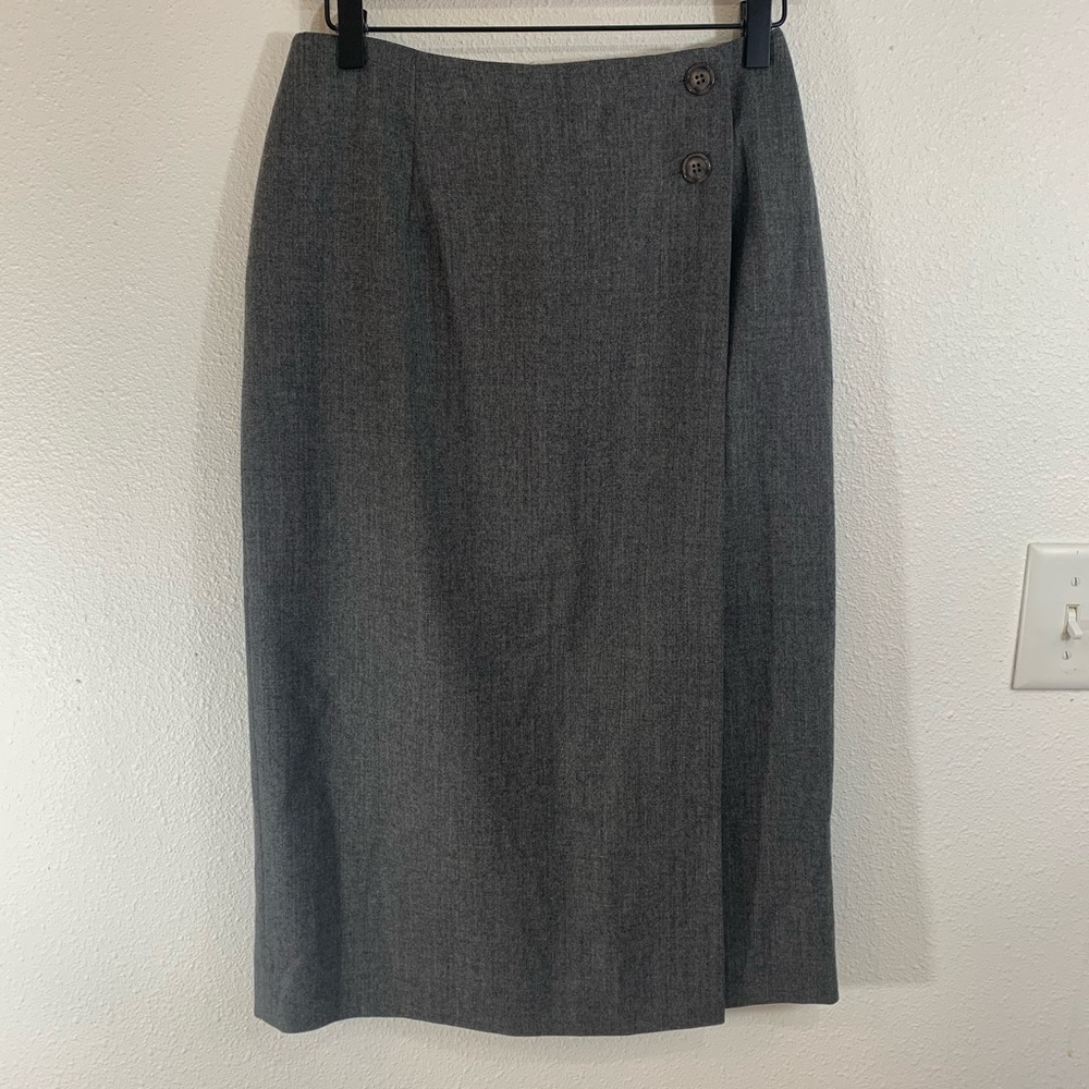Talbots Pure Wool Petite Gray Straight Skirt